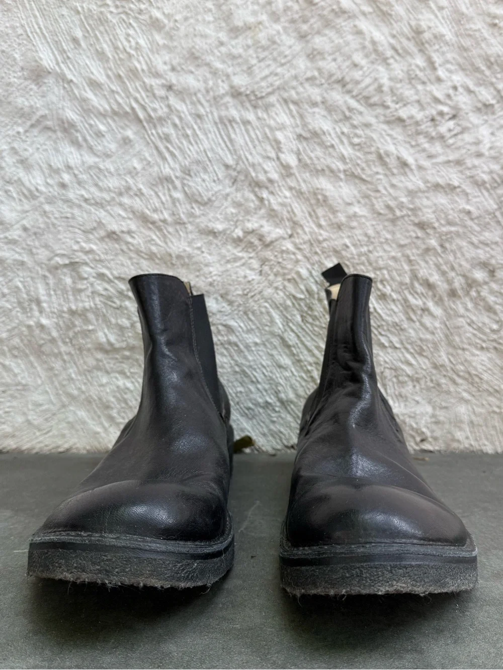 Men's Barney’s New York Black Leather Chelsea Boots with Crepe Sole 13 M Italy